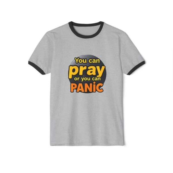Faith Panic Button Unisex Ringer T-Shirt - Image 5