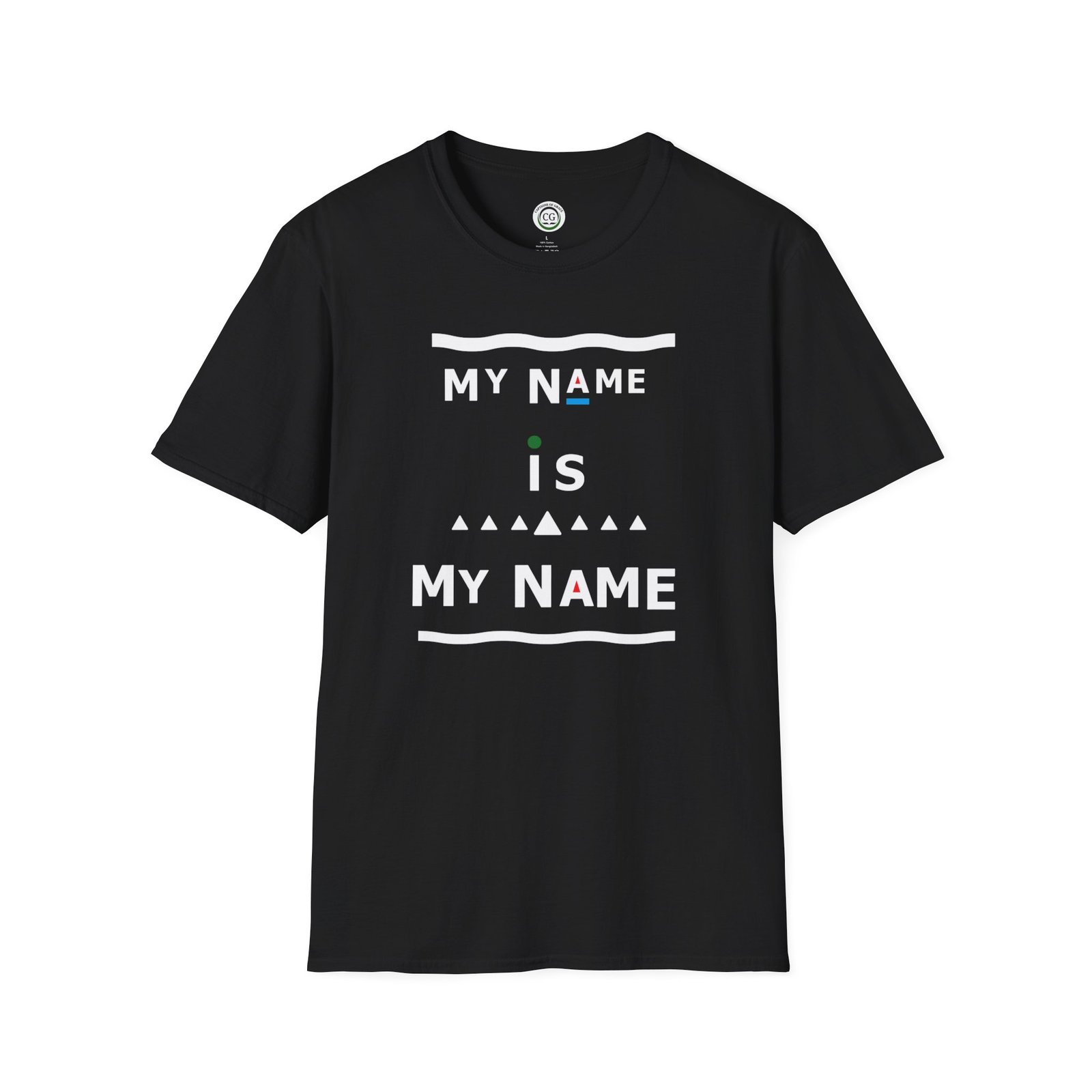 My Name Is.. Abstract Dot & Dash T-Shirt — Subtle Color Accent Tee