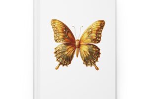 Gold Butterflies Hardcover Journal — Elegant Gray Notebook for Writing & Gifts